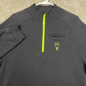 Under Armour Storm Golf 1/4 Zip Pullover Sweatshirt Gray Neon Green‎ Mens Large
